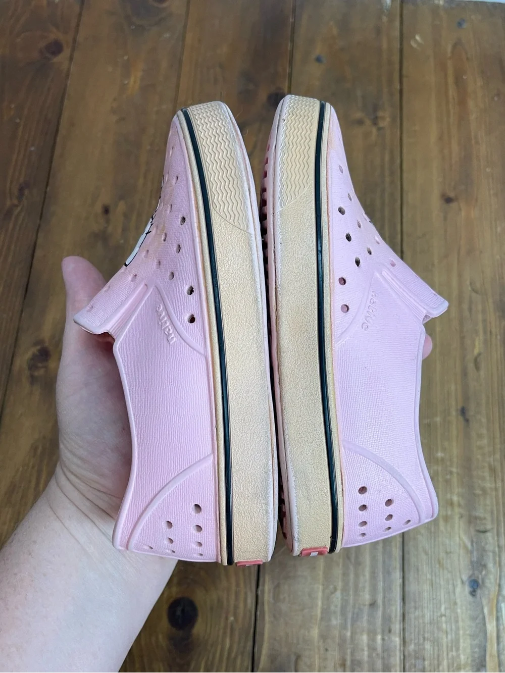Native shoes size 12 hello kitty pink miles foam sneakers